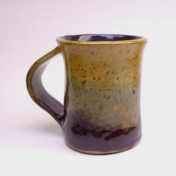Handcrafted Mug Signed Joan G. Earthy Green Gold & Brown Glaze Finish - Picture 4 of 11